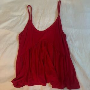 Woman’s Red Flowy Spaghetti Strapped Tank Top